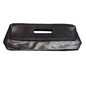 Long gray PVC clutch with magnetic snap